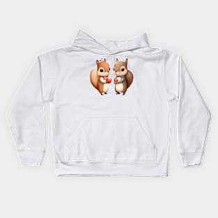 Squirrel Couple Heart Acorns Kids Hoodie